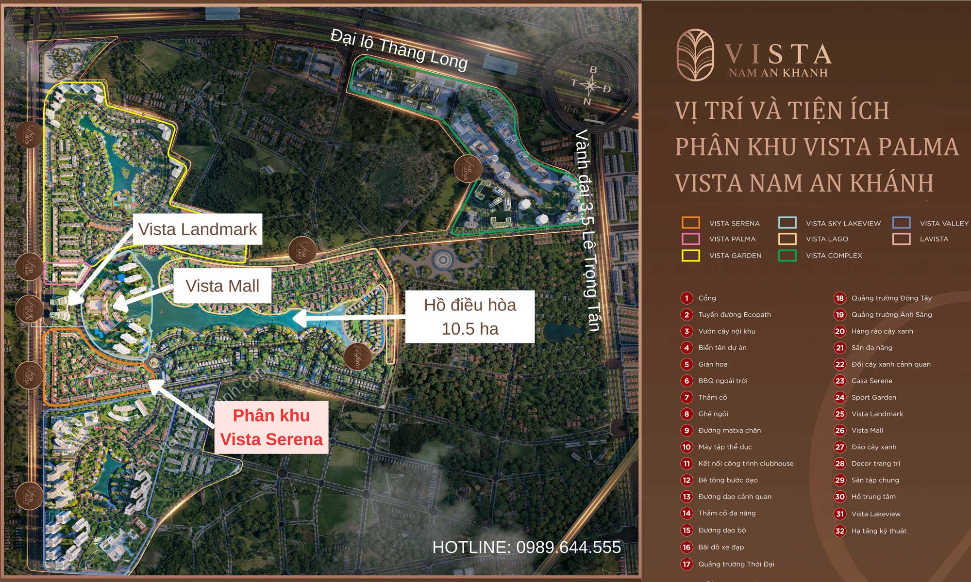 Vị trí phân khu Vista Serena trong khu đô thị Vista Nam An Khánh