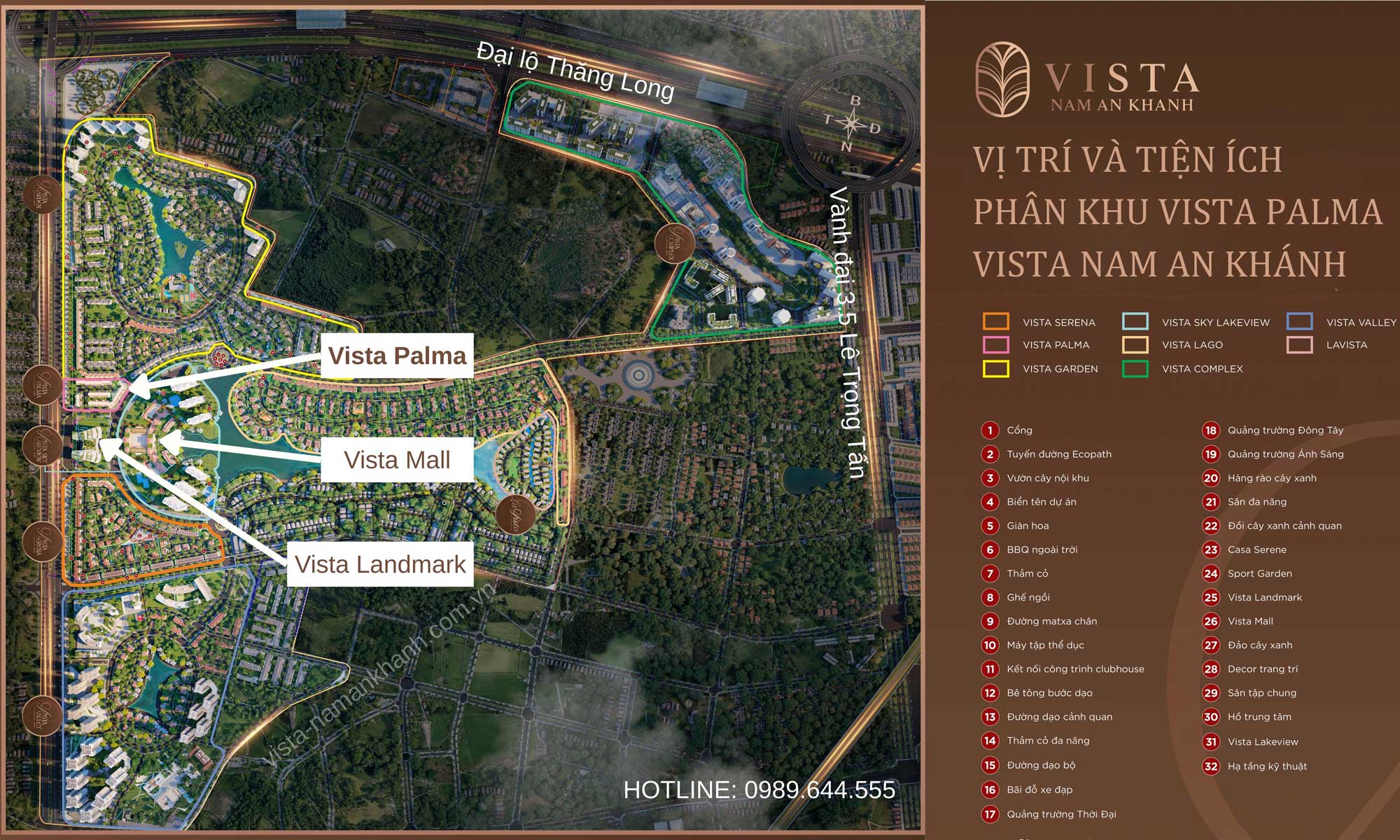 Vị trí phân khu Vista Palma Nam An Khánh và tiện ích xung quanh